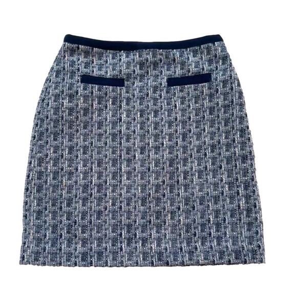 Talbots Skirt Blue White Tweed A-Line Career Business Tailored Size 2 Petite NEW - Picture 1 of 12
